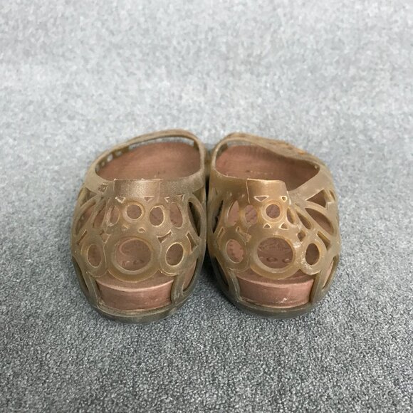 Crocs Adrina Peep Toe Circle Cutout Brown Jelly Slip On Ballet Flats Womens SZ 6 - Picture 6 of 9